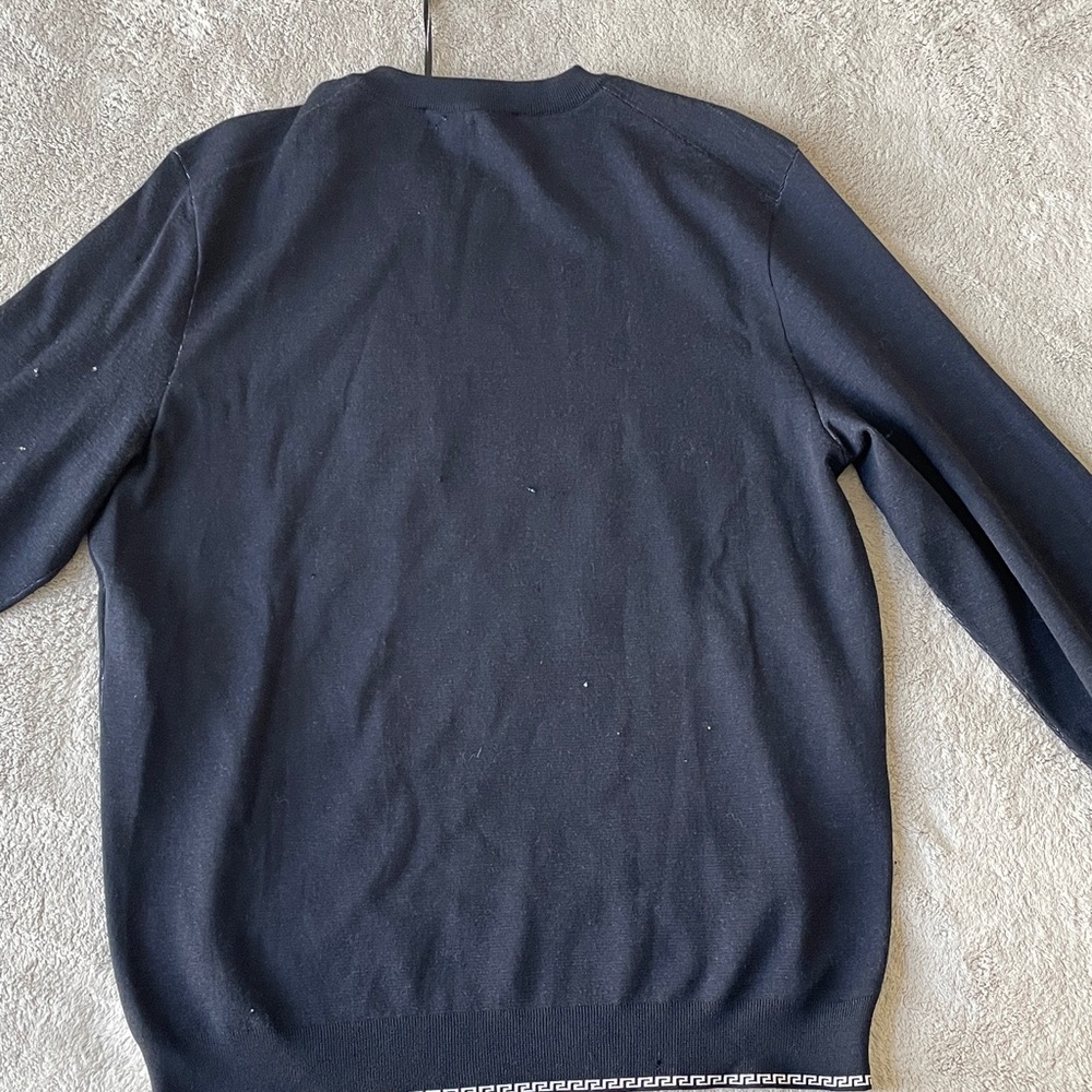 Versace Men's Navy Sweater with Silver Medusa Design - Picture 3 of 9